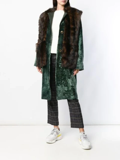Shop Sofie D'hoore Lust Fur Coat In Green(foxe)