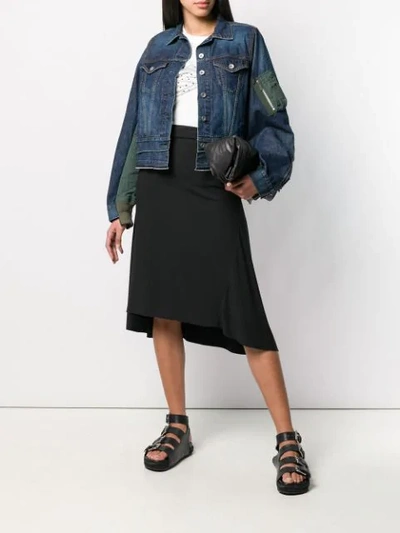 Shop Sacai Contrast Back Denim Jacket In Blue