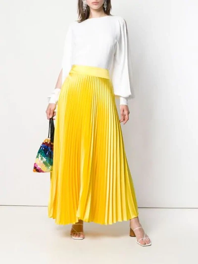 Shop Alexandre Vauthier Long Pleated Skirt - Yellow