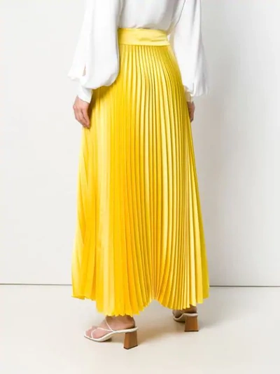 Shop Alexandre Vauthier Long Pleated Skirt - Yellow