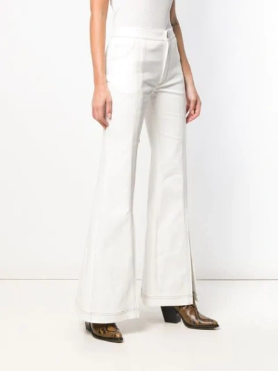 Shop Chloé Contrast Stitching Flared Jeans In White