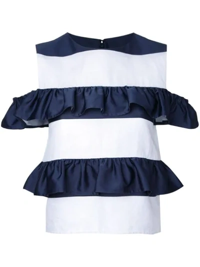 Shop Goen J Ruffle Tiered Top In White