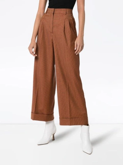 FENDI MICRO-HOUNDSTOOTH CROPPED TROUSERS - 棕色