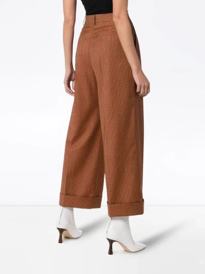 Shop Fendi Micro-houndstooth Cropped Trousers In Brown