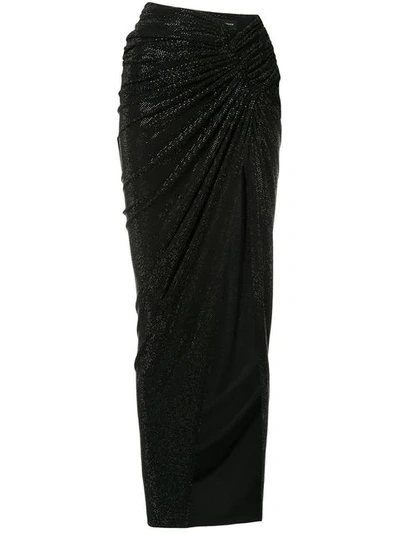 Shop Alexandre Vauthier Draped Thigh Slit Skirt In Black