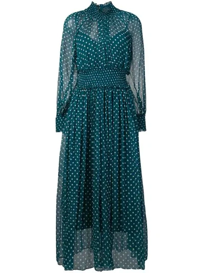 Shop Zimmermann Polka-dot Flared Midi Dress - Blue