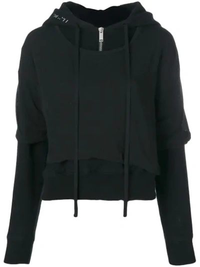 Ben Taverniti Unravel Project T-shirt Layered Hoodie In Black