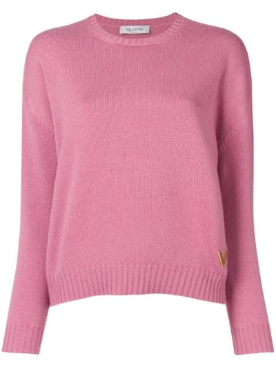 Shop Valentino Cashmere Knitted Sweater In Pink