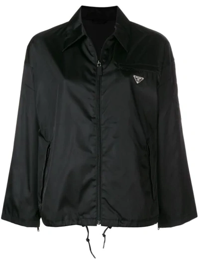 Shop Prada Zipped Up Jacket - Black