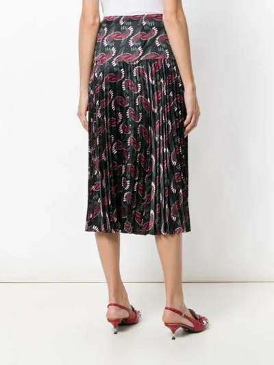 Shop Fendi Geometric Print Pleated Skirt In Black
