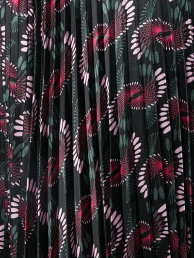 Shop Fendi Geometric Print Pleated Skirt In Black