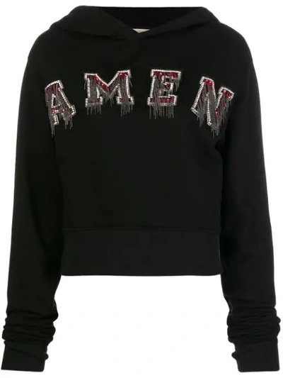 Shop Amen Logo Patch Hoodie In Black