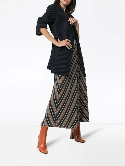 Shop Beaufille Serra Chevron Stripe Skirt In Green