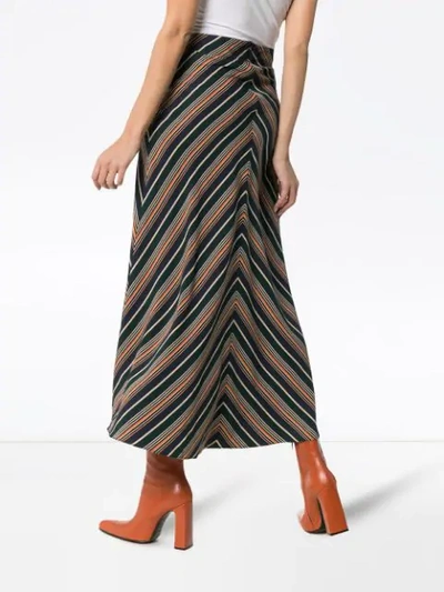 Shop Beaufille Serra Chevron Stripe Skirt In Green