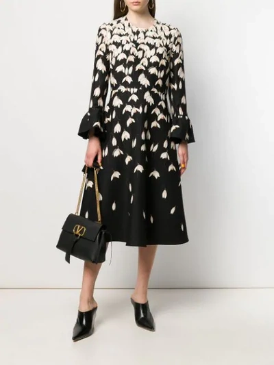 Shop Valentino Floral Print Midi Dress - Black