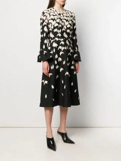 VALENTINO FLORAL PRINT MIDI DRESS - 黑色