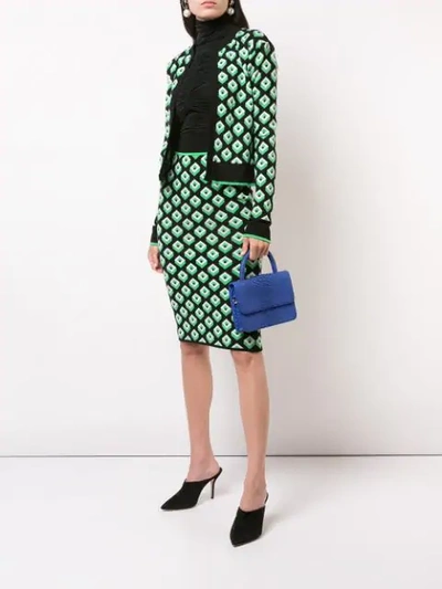 Shop Diane Von Furstenberg Geometric Open Front Cardigan In Green