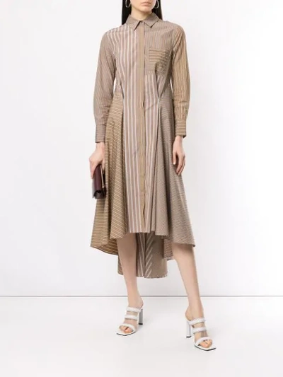 Shop Brunello Cucinelli Striped Patchwork Dress In Brown