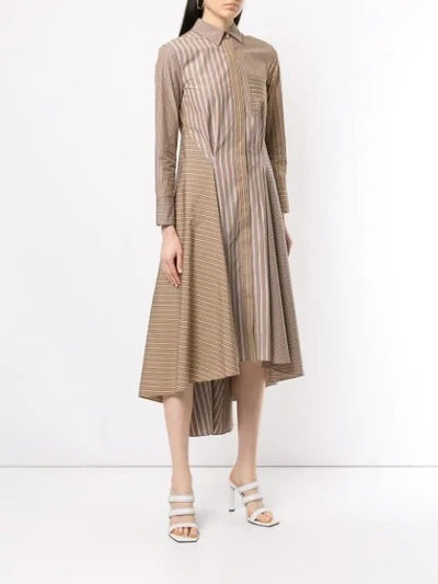 Shop Brunello Cucinelli Striped Patchwork Dress In Brown
