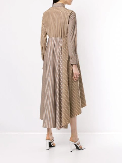 Shop Brunello Cucinelli Striped Patchwork Dress In Brown