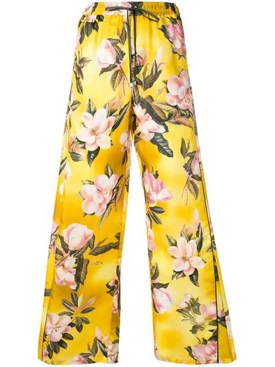Shop F.r.s For Restless Sleepers Flared Floral Track Pants In Yellow