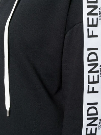 Shop Fendi Logo Zipped Hoodie In Black