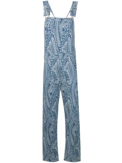 JUNYA WATANABE PAISLEY PRINT DUNGAREES - 蓝色