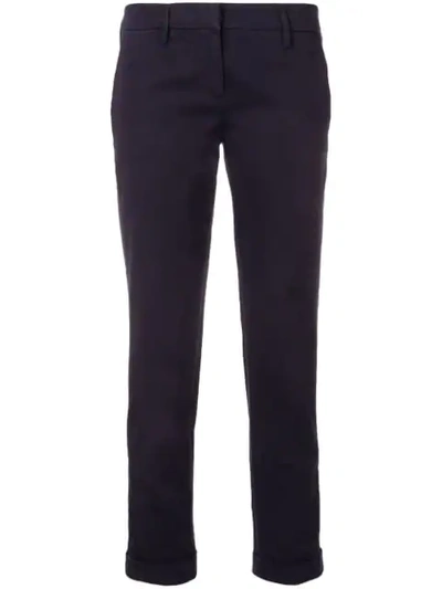 Shop Aspesi Cropped Slim Fit Chinos In Blue