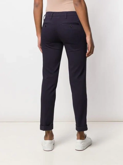 Shop Aspesi Cropped Slim Fit Chinos In Blue