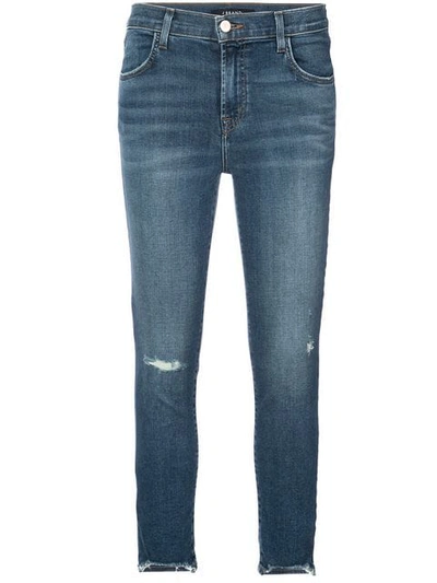 Shop J Brand Cropped Skinny Jeans In Blue