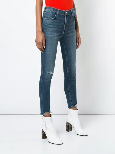 Shop J Brand Cropped Skinny Jeans In Blue