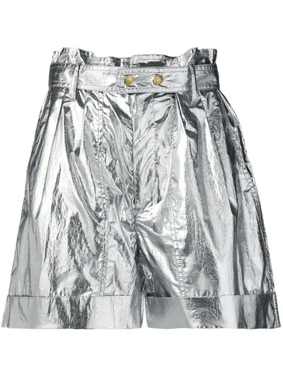 Shop Isabel Marant Metallic Shorts - Silver