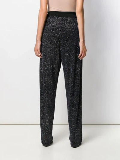 Shop Balmain Glittery Trousers In Black