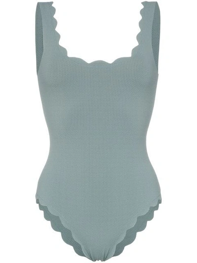 Shop Marysia Palm Springs Maillot Scallop Trim Swimsuit In Blue