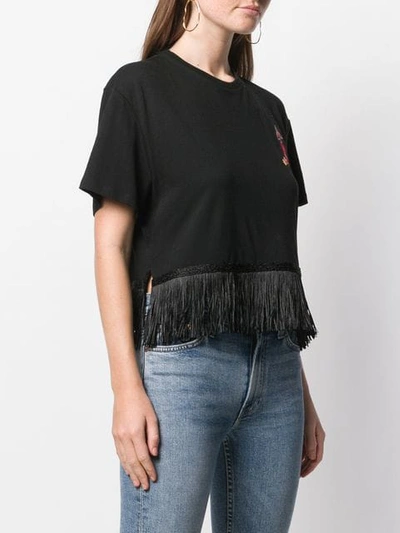 Shop Alanui Cropped-oberteil Mit Fransensaum In Black