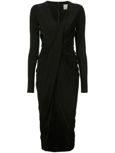 Shop Jason Wu Longsleeved Ruched Dress In Black