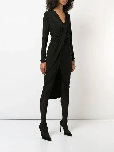 Shop Jason Wu Longsleeved Ruched Dress In Black