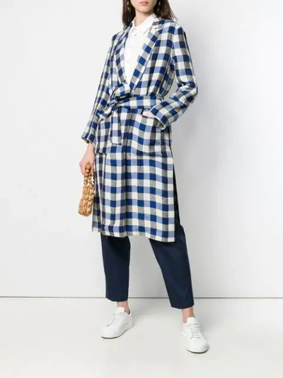 ANTONELLI GINGHAM TRENCH COAT - 蓝色