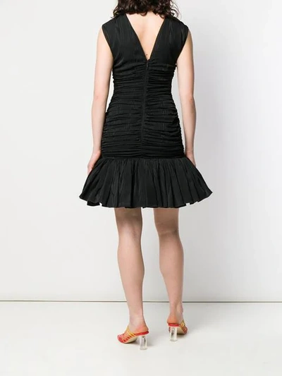 Shop Msgm Draped Effect Dress In Black