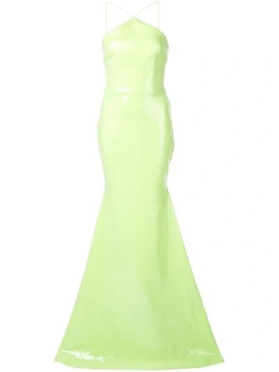 Shop Alex Perry Halter Neck Gown In Green