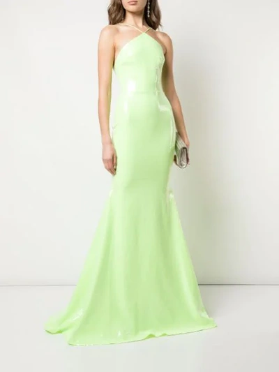 Shop Alex Perry Halter Neck Gown In Green