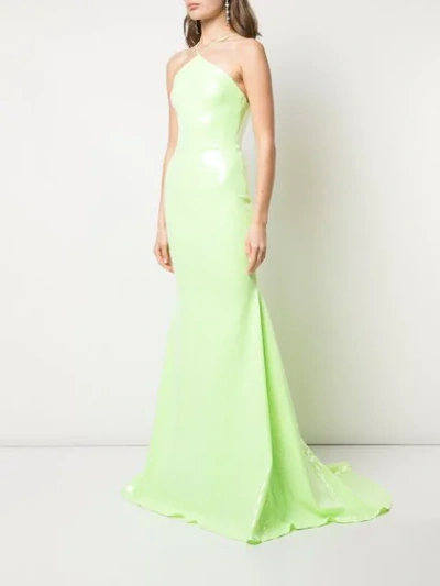 Shop Alex Perry Halter Neck Gown In Green