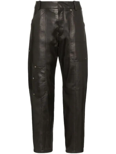Shop Chloé Cropped Leather Trousers In Black
