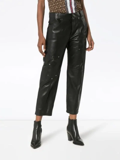 CHLOÉ CROPPED LEATHER TROUSERS - 黑色