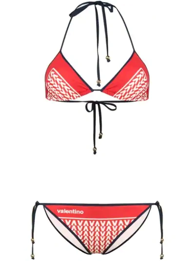Shop Valentino Optical  Print Bikini In Red