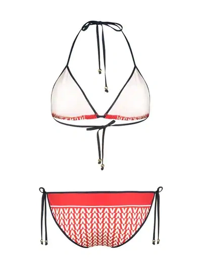 Shop Valentino Optical  Print Bikini In Red