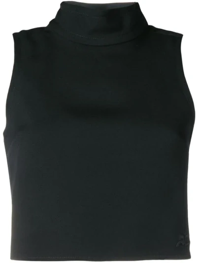 Shop Courrèges Mock Neck Crop Top In Black