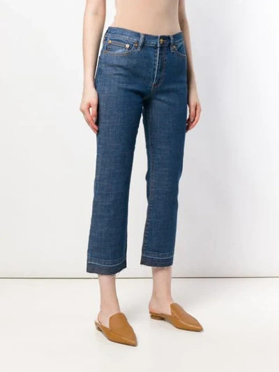 Shop Tory Burch Cropped Flare Jeans In Blue