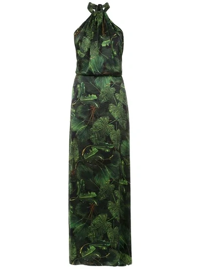 Shop Isolda Halterneck Yohanna Dress In Green