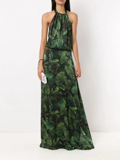 Shop Isolda Halterneck Yohanna Dress In Green